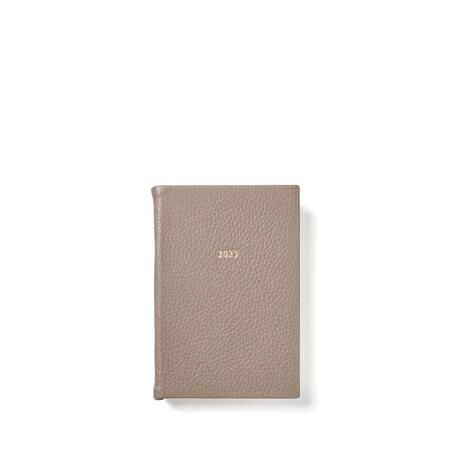 2023 A6 Day to Page Leather Diary in Warm Grey Pebble | Aspinal of London