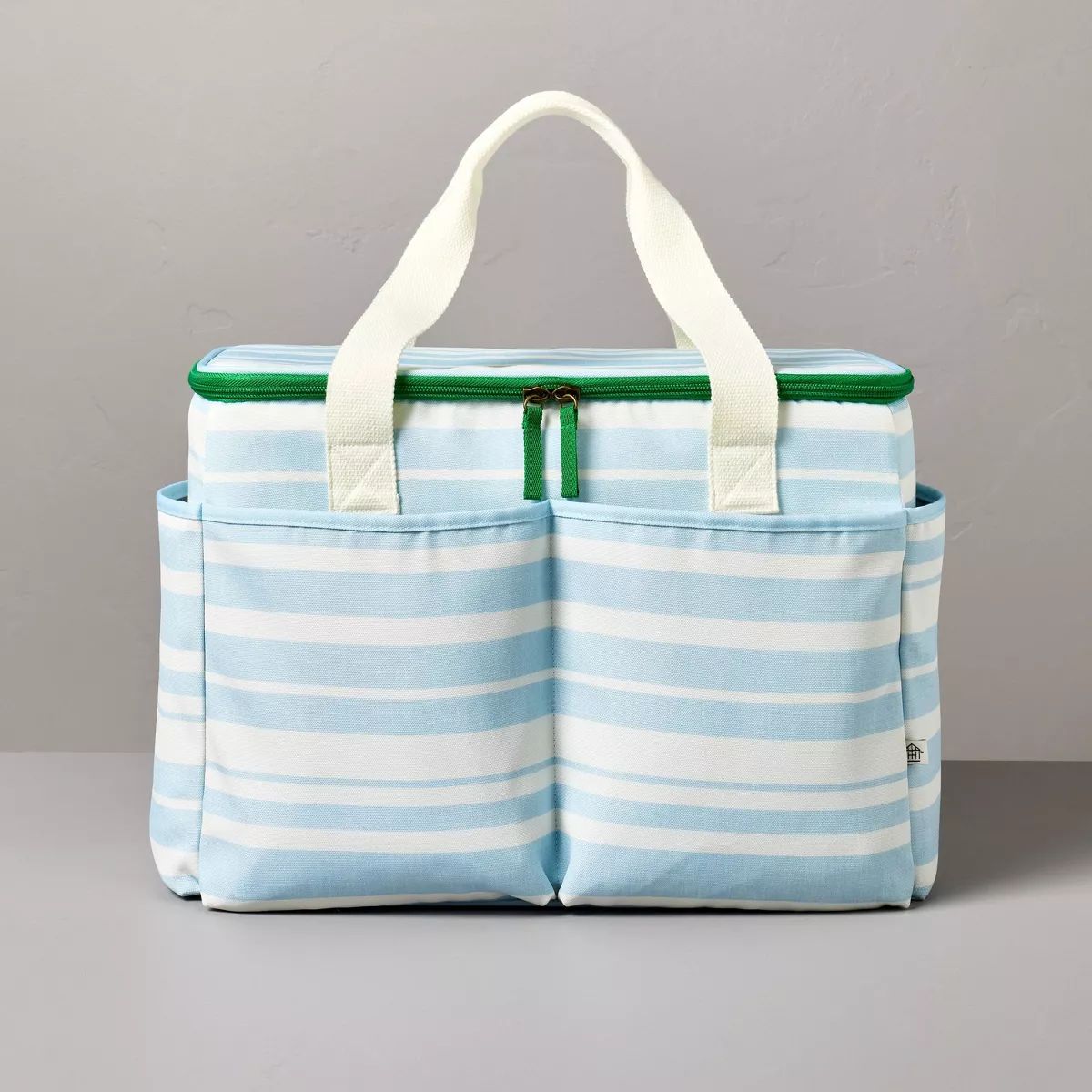 Soft-Sided 36can/26qt Bold Stripes Portable Cooler Cream/Light Blue/Green - Hearth & Hand™ with... | Target