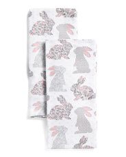 Set Of 2 18x28 Floral Bunnies Kitchen Towels | TJ Maxx