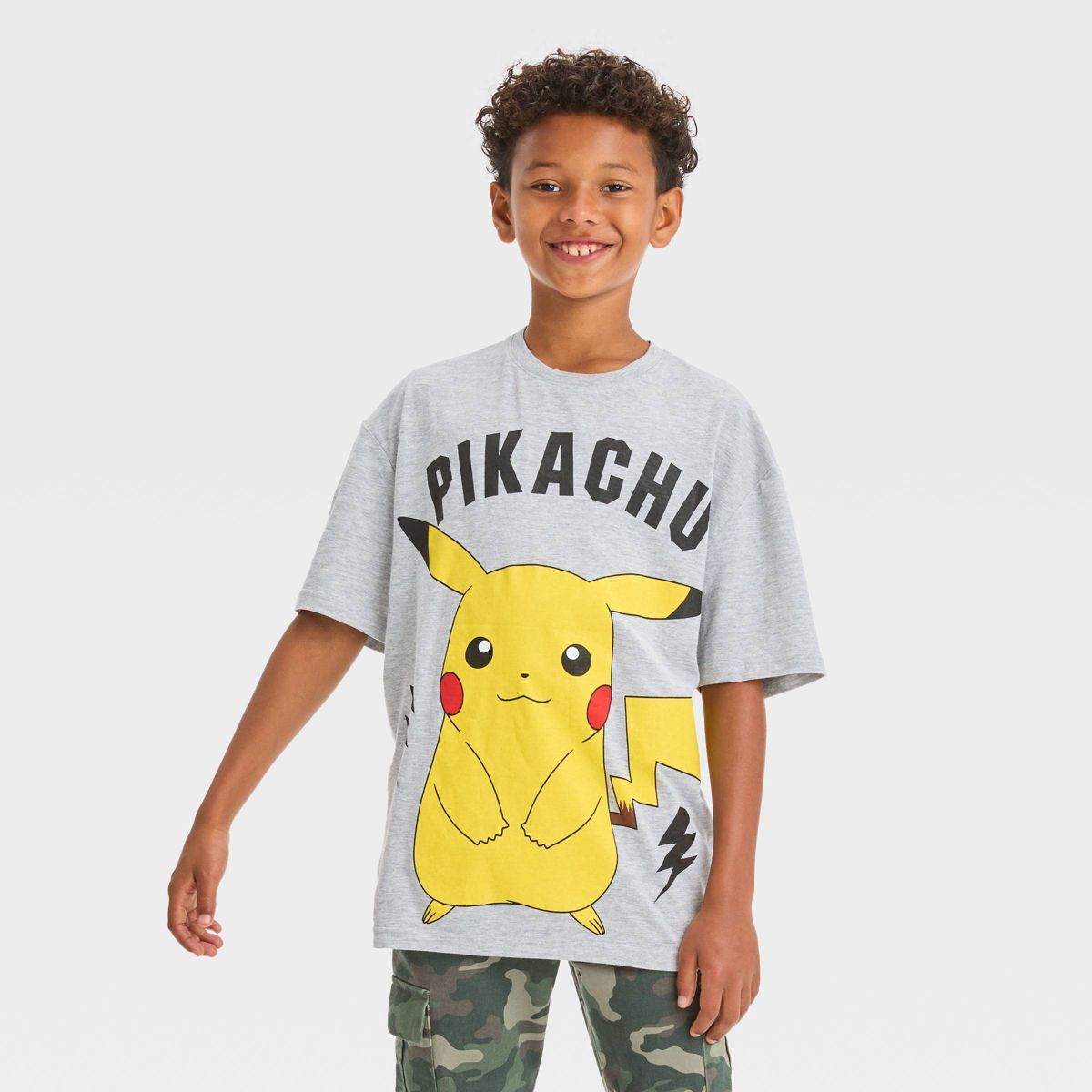 Boys' Pikachu Front Back Elevated Short Sleeve Graphic T-Shirt - Heather Gray | Target