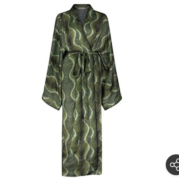 Fe Noel gatsby evergreen silk kimono dress or robe. never worn! | Poshmark