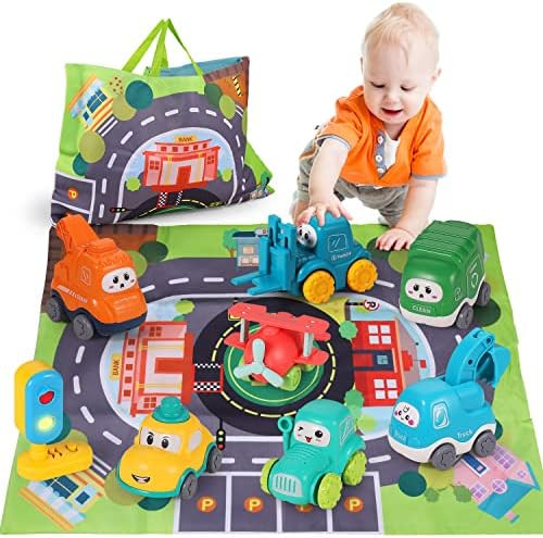 ALASOU 8 Sets Baby Truck Car Toy and Playmat/Storage Bag|Baby Toys 12-18 Months|Toys for 1 2 3 Year  | Amazon (US)