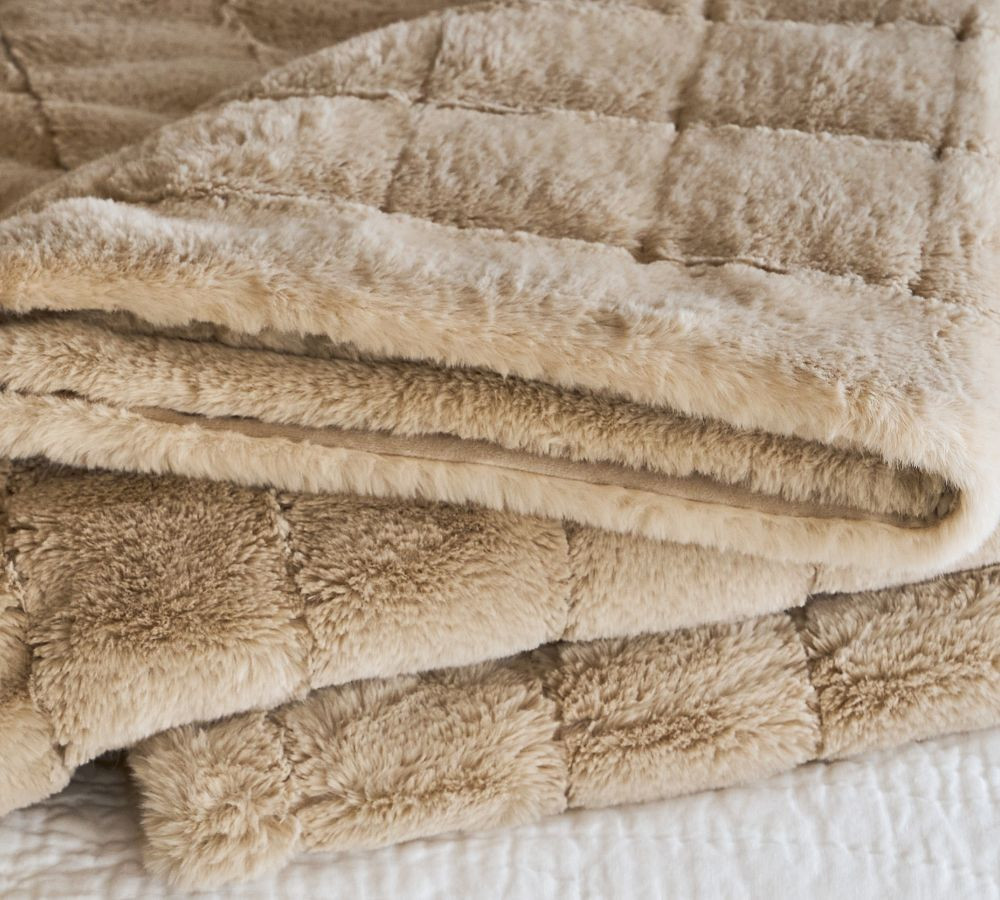 Fluffy Fur Blanket, Sand, King/Cal. King | Pottery Barn (US)