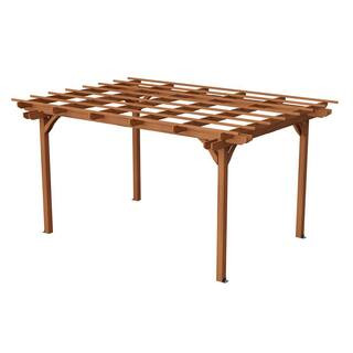 VAMOP 12 ft. x 10 ft. Brown Outdoor Wood Pergola for Garden, Patio, Backyard and Deck ZZH100683 -... | The Home Depot
