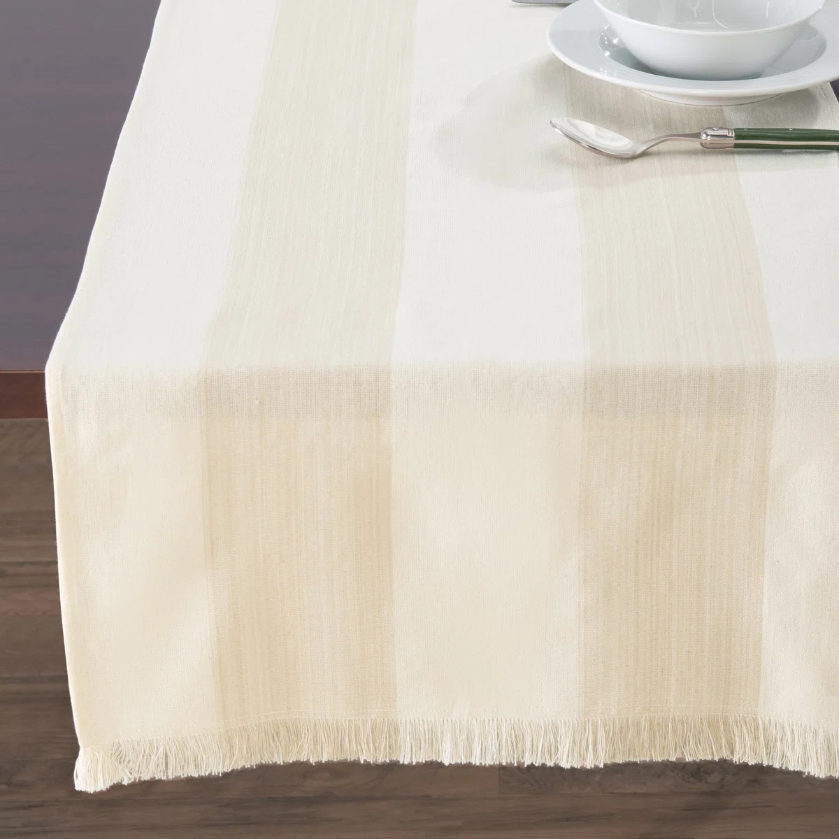 French Home 18\u201dX 57\u201d Cream And Tan Striped Runner | Wayfair North America