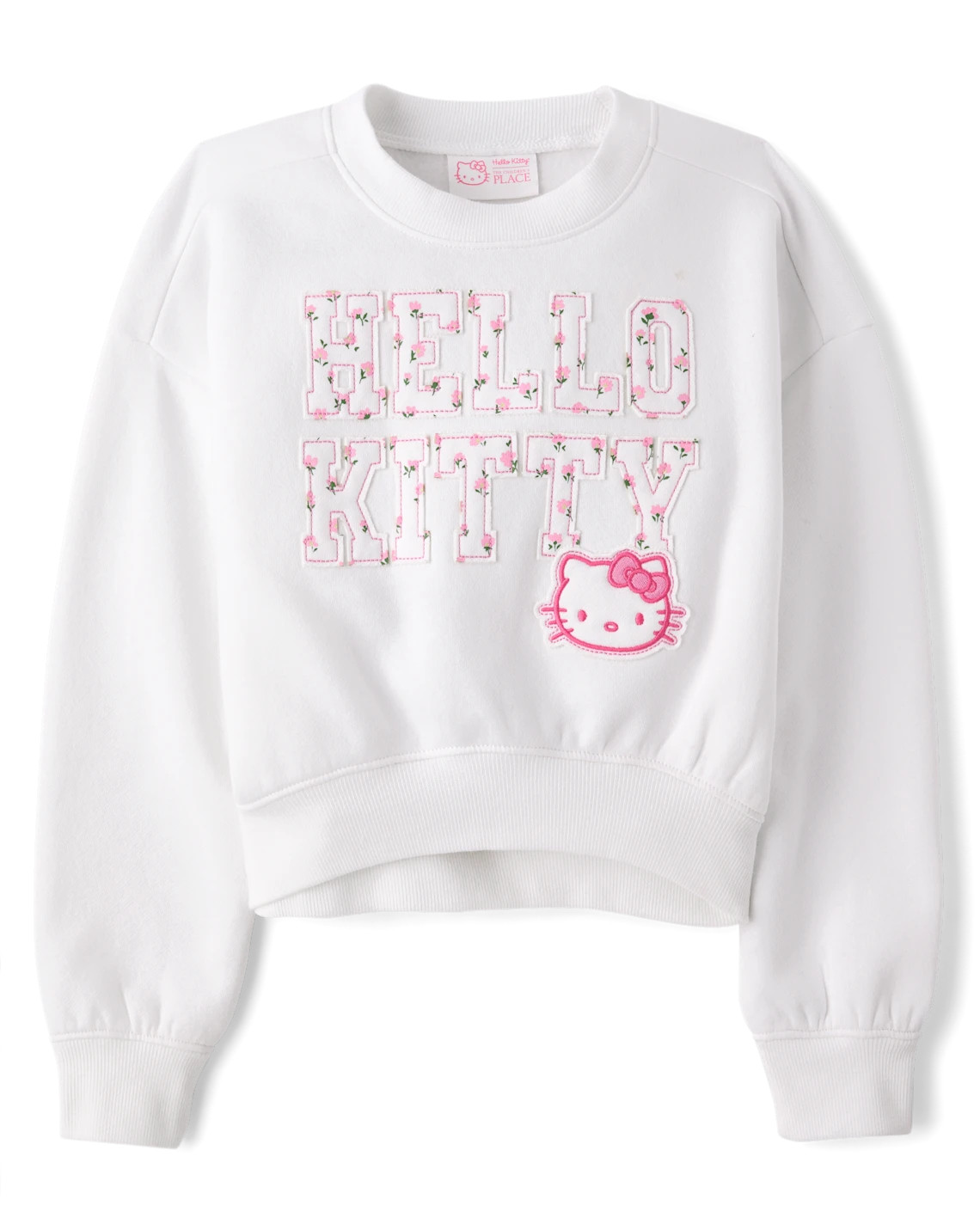Girls Hello Kitty® Embroidered Premium Fleece Sweatshirt - white | The Children's Place
