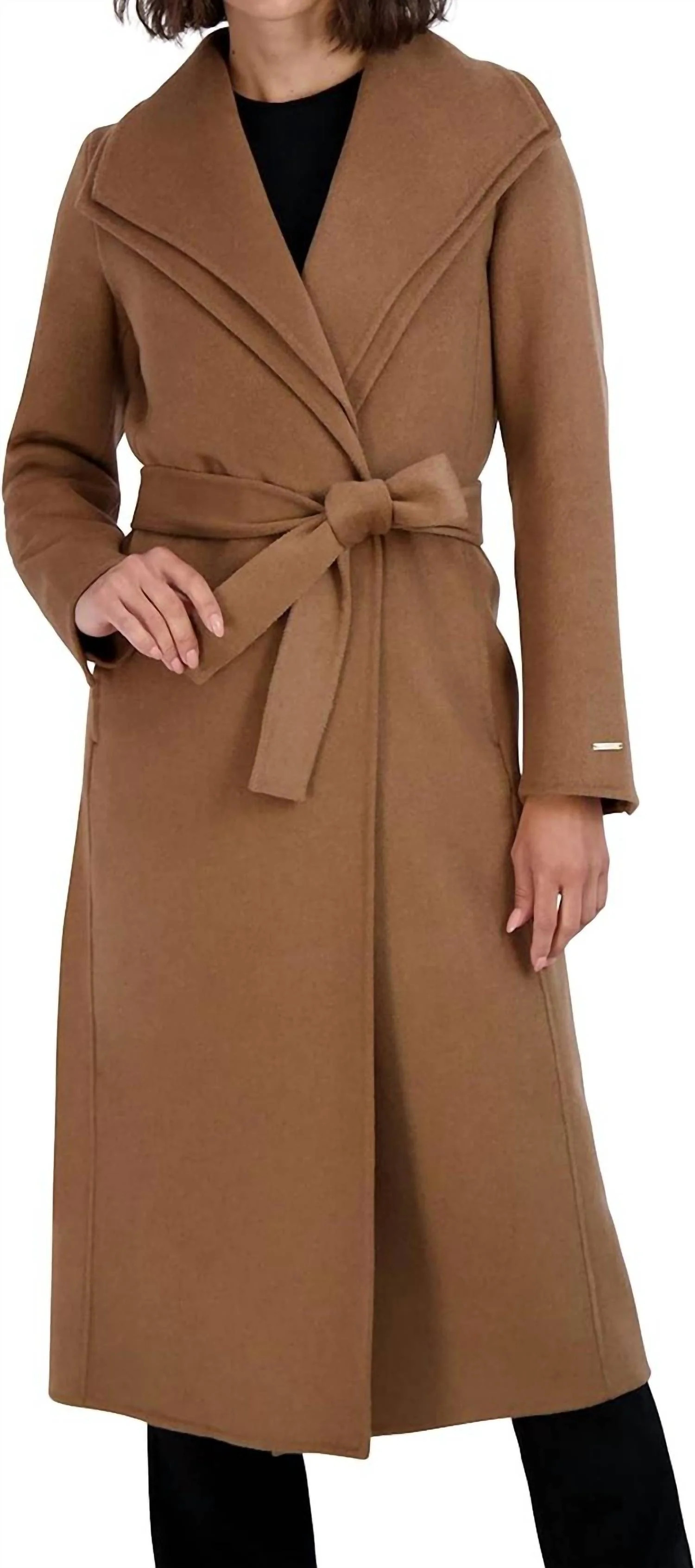 Maxi Double Face Belted Wrap Coat In Camel | Shop Simon