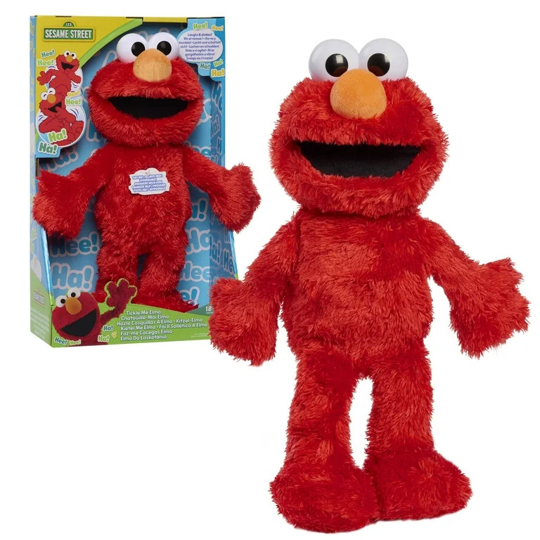 Sesame Street Tickle Me Elmo 13.5-inch Plush Doll, Laughs, Wiggles, and Giggles, Red | Walmart (US)