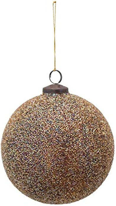 Creative Co-Op 5" Round Ball w Seed Beads, Iridescent Gold Color Glass Ornaments, Multi | Amazon (US)