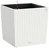 Lechuza 15390 Cube Cottage 50 Self-Watering Garden Planter for Indoor and Outdoor Use, White Wicker, | Amazon (US)