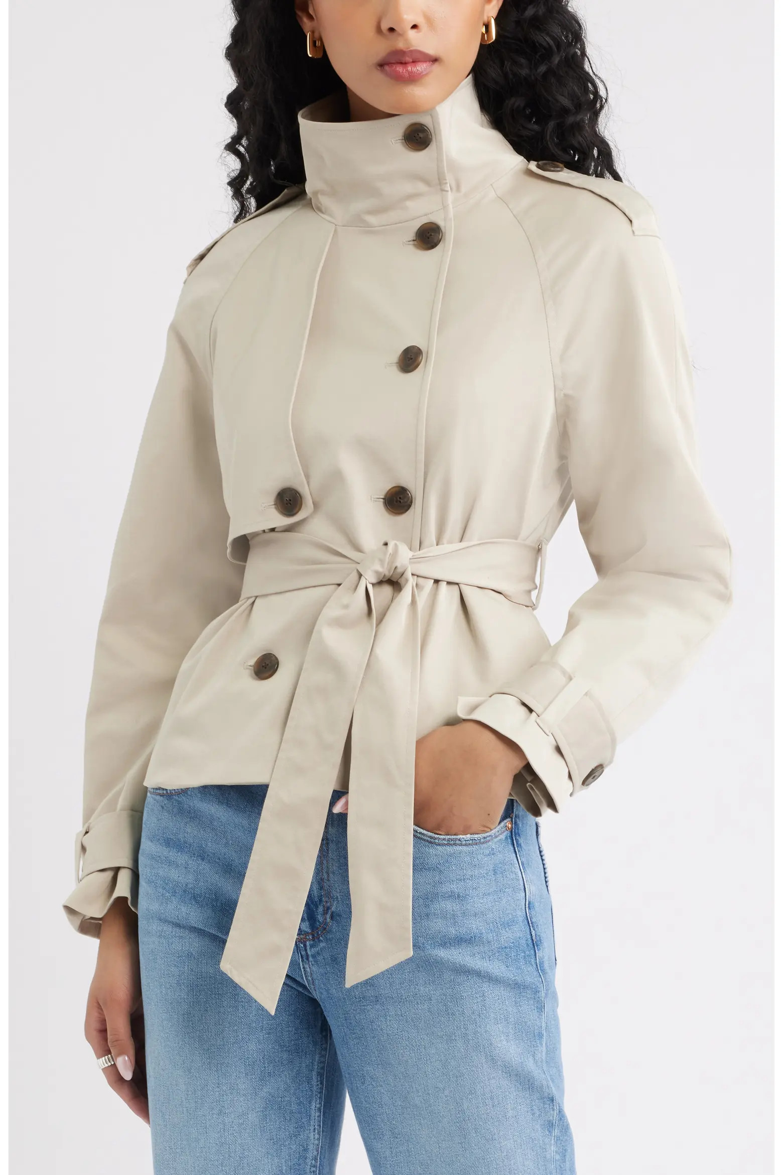Double Breasted Crop Trench Coat (Women) | Nordstrom | Nordstrom
