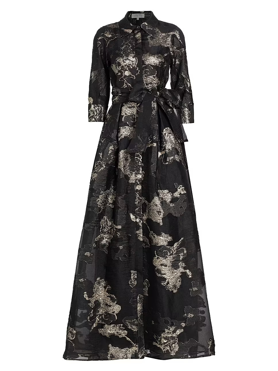 Metallic Jacquard Tie-Waist Gown | Saks Fifth Avenue