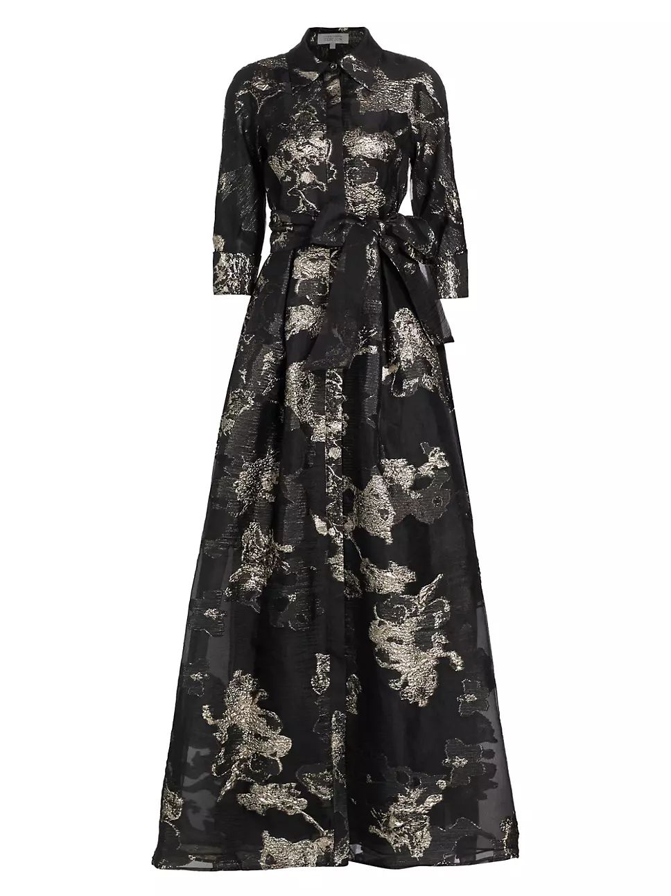 Metallic Jacquard Tie-Waist Gown | Saks Fifth Avenue