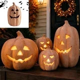 Fall Decor - Halloween Decor Resin Pumpkin Jack O' Lantern with Flameless Candle - Vintage Autumn... | Walmart (US)