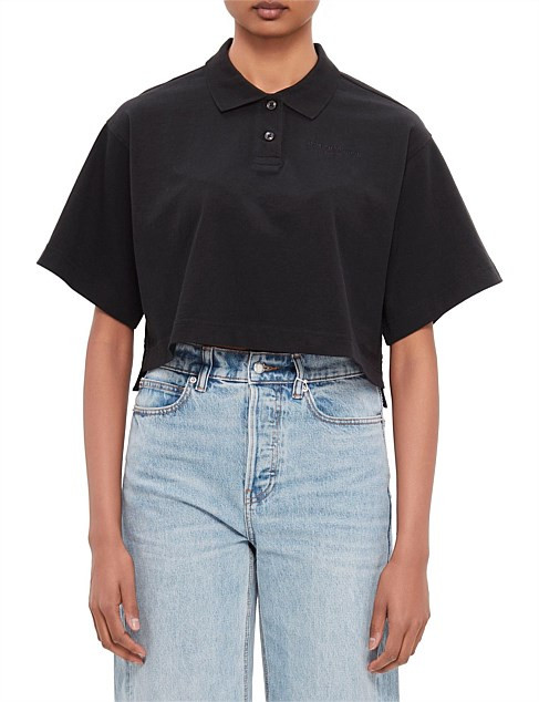 Alexander Wang Cropped Polo Shirt With Logo Embroidery | David Jones | David Jones (Australia & New Zealand)
