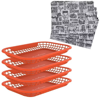 Blackstone 4pc Burger Baskets with Liners Grill Tool Set Orange | Target