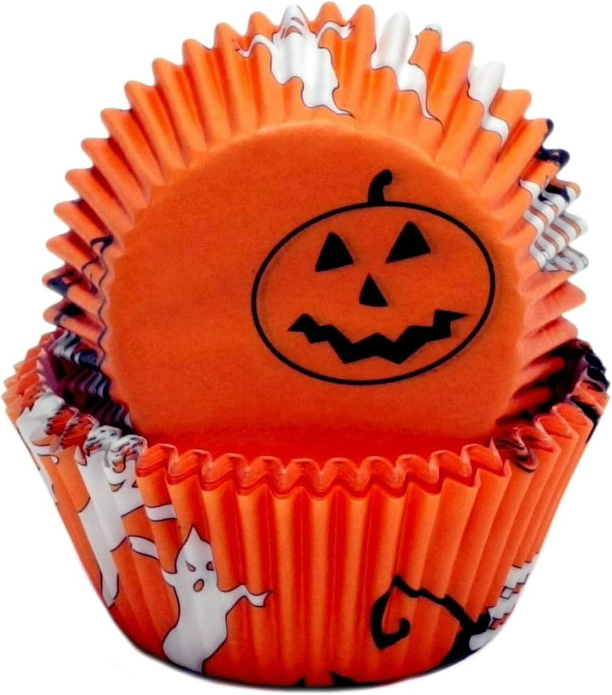 Chef Craft Paper Patterned Cupcake Liners, 50 count, Orange/Black/White | Amazon (US)