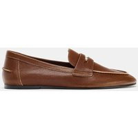 Zara - Leather Penny Loafers - Brown - 10 - Woman | Zara US