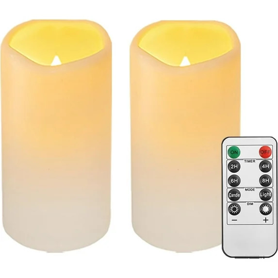 2 Pack Outdoor Plastic flameless Candles with Remote Control and Timer, LED Flickering Battery Op... | Walmart (US)