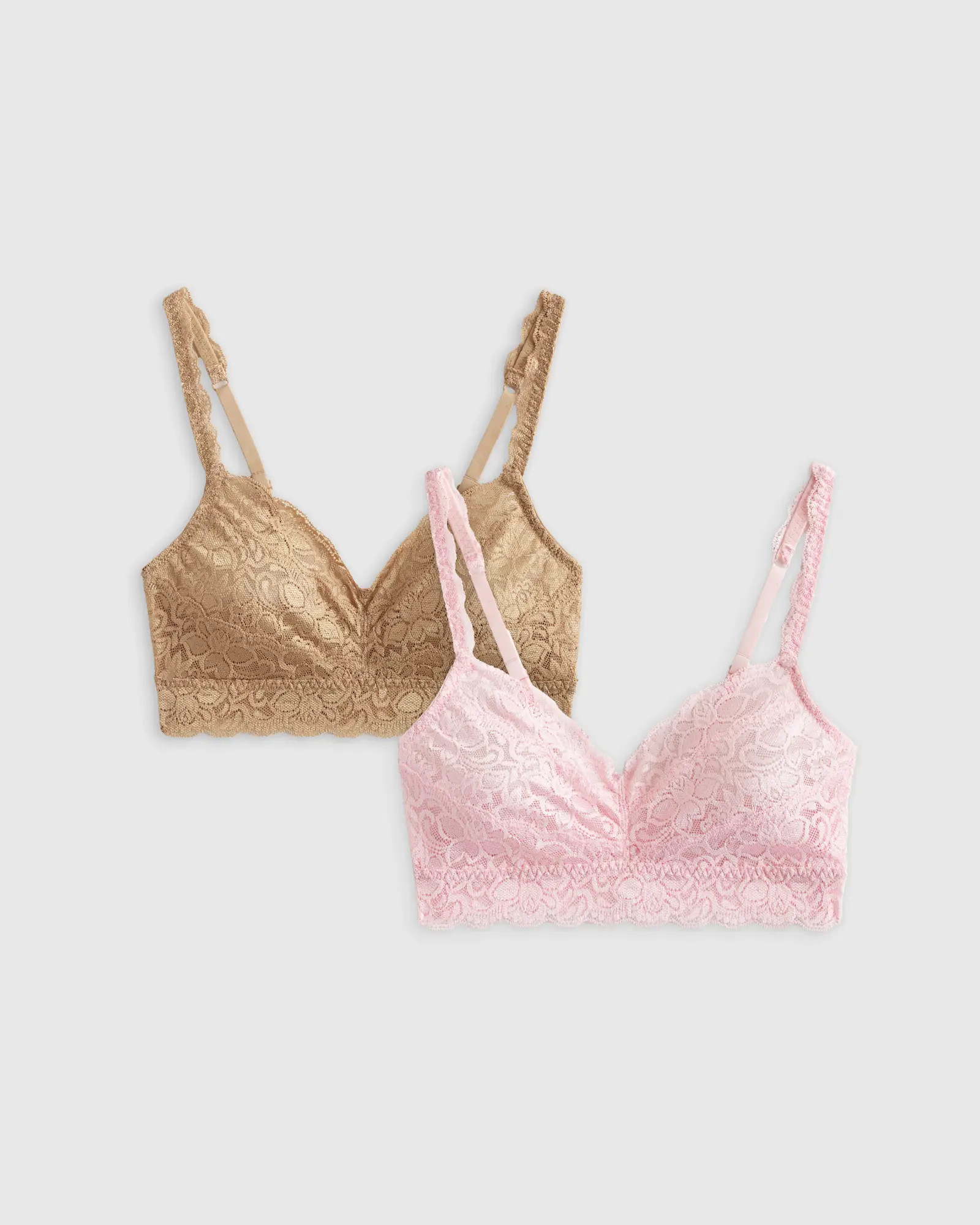 Stretch Lace Bralette (2-pack) in Clay/Pale Pink | Quince