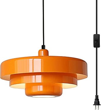 DoungRos Plug in Pendant Light, Mid Century Hanging Lights with Plug in Cord Orange Pendant Light... | Amazon (CA)