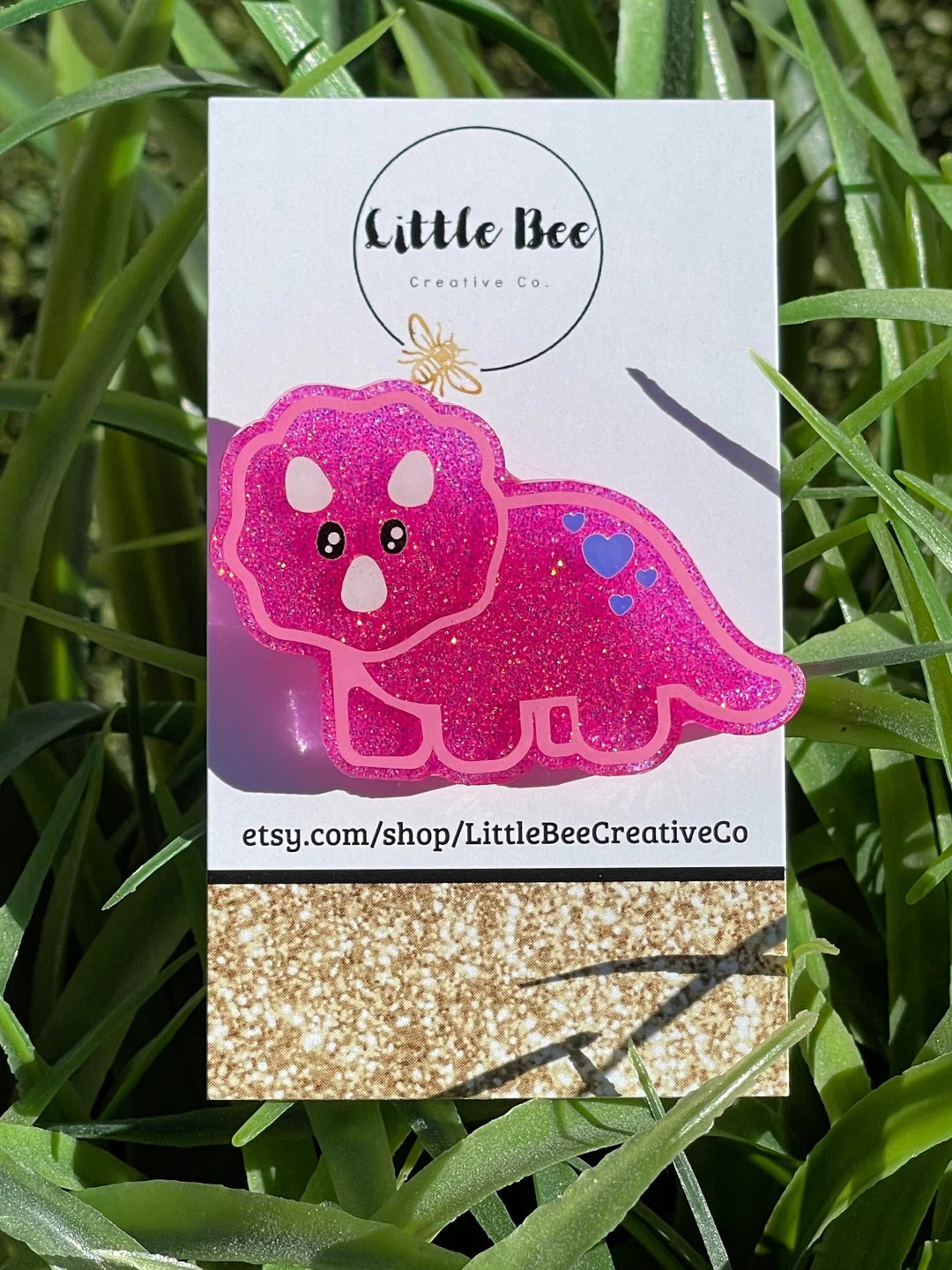 Glitter Triceratops Badge Reel, Interchangeable Dinosaur Topper - Etsy | Etsy (US)