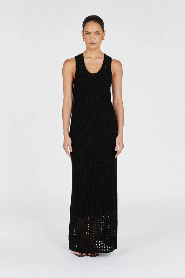 HUNTER BLACK CROCHET MAXI DRESS | DISSH