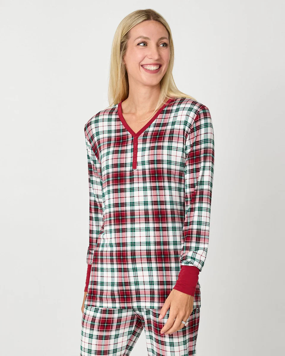 Holly Plaid Women's Long Sleeve Pajama Top | Little Sleepies