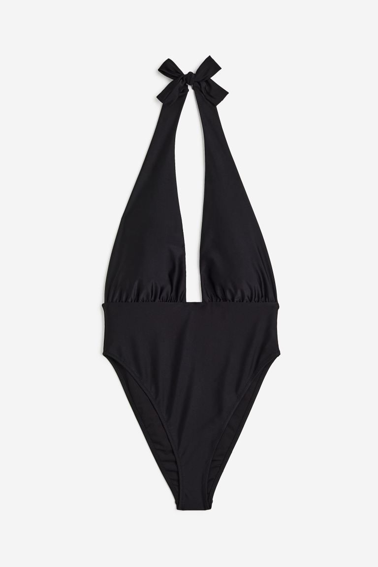 High-leg Halterneck Swimsuit - Black - Ladies | H&M US | H&M (US + CA)