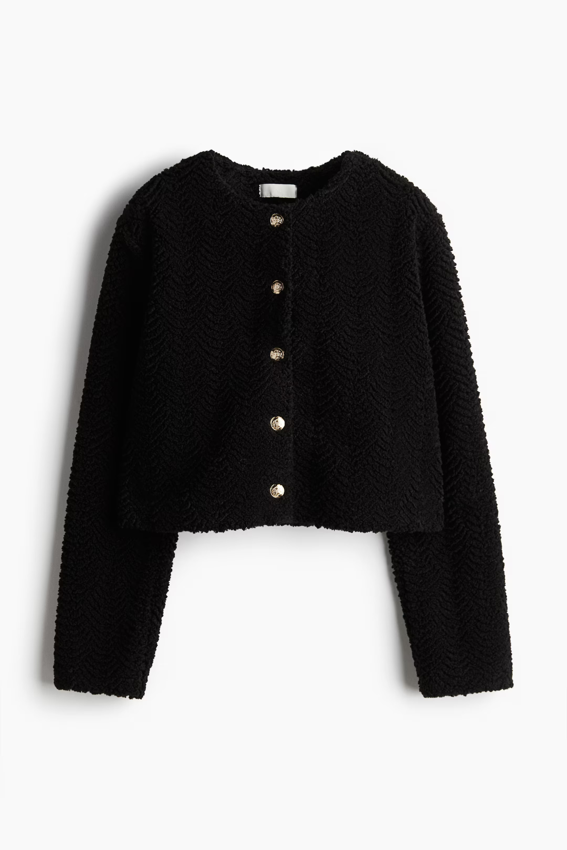 Teddy Fleece Cardigan - Round Neck - Long sleeve - Beige - Ladies | H&M US | H&M (US + CA)