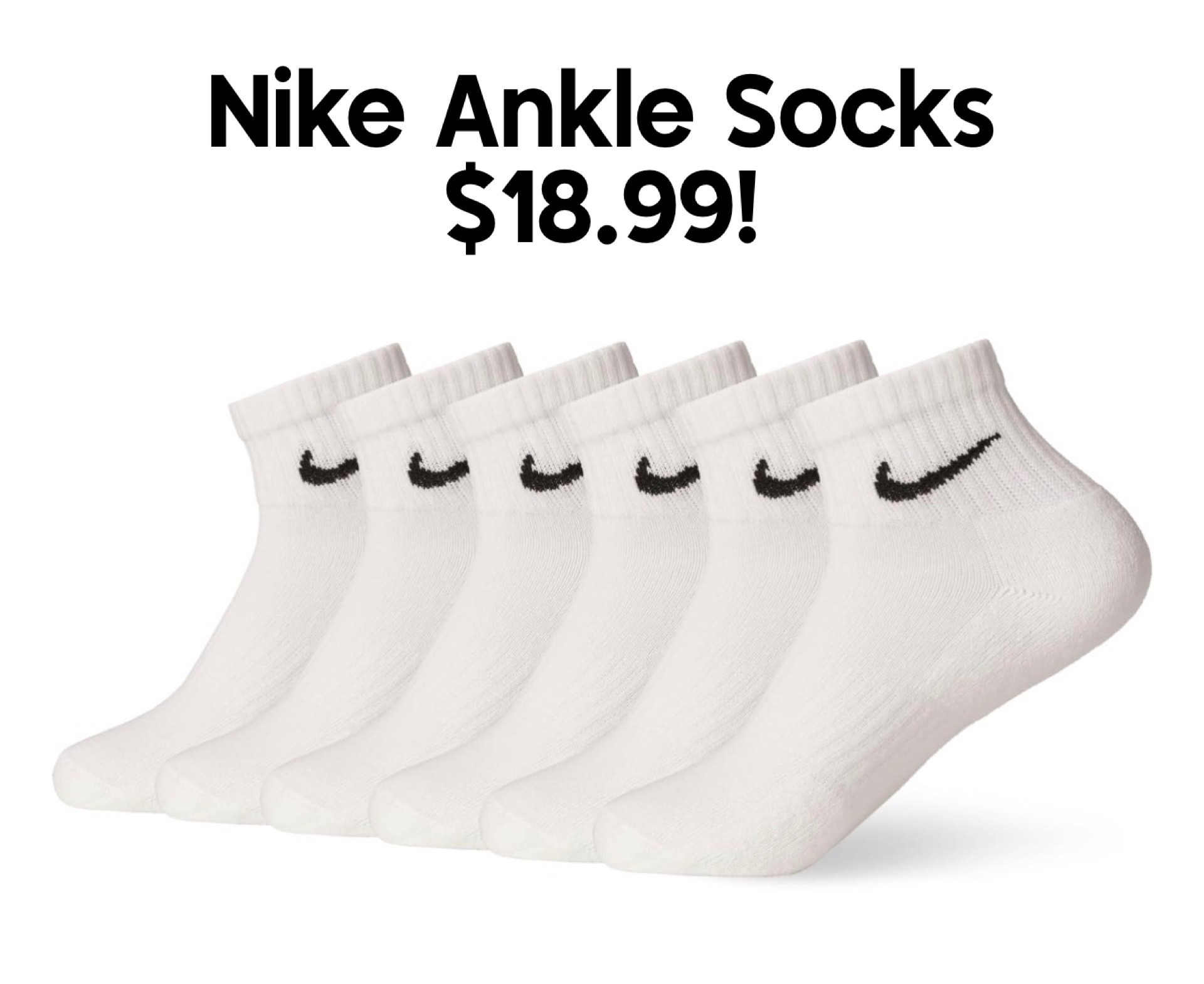 Amazon has a rare flash sale on 6 packs of unisex Nike Ankle Socks - $18.99 right now! These are a hot commodity this time, especially this time of year, and sizes will go fast! 

#LTKSaleAlert #LTKMens #LTKActive