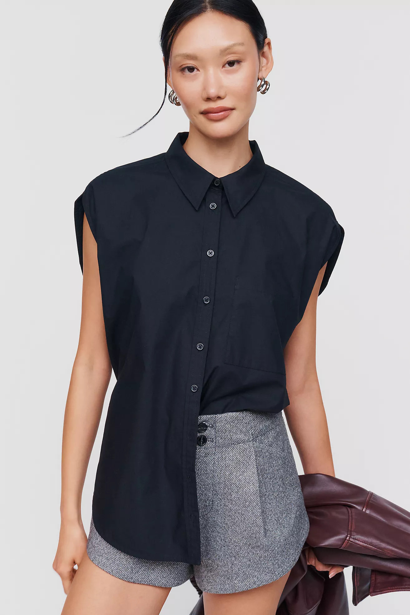 Maeve 100% Cotton Round Hem Buttondown Shirt | Anthropologie (US)