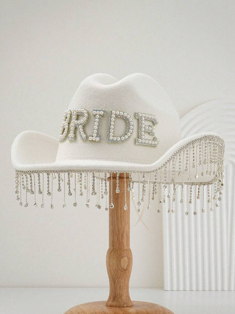 1PC Women's Solid Color Shiny Bling Wedding Hat. Unique Luxurious Crystal Pendant Design Paired W... | SHEIN