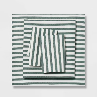 Full Microfiber Sheet Set Green Stripe - Room Essentials™ | Target