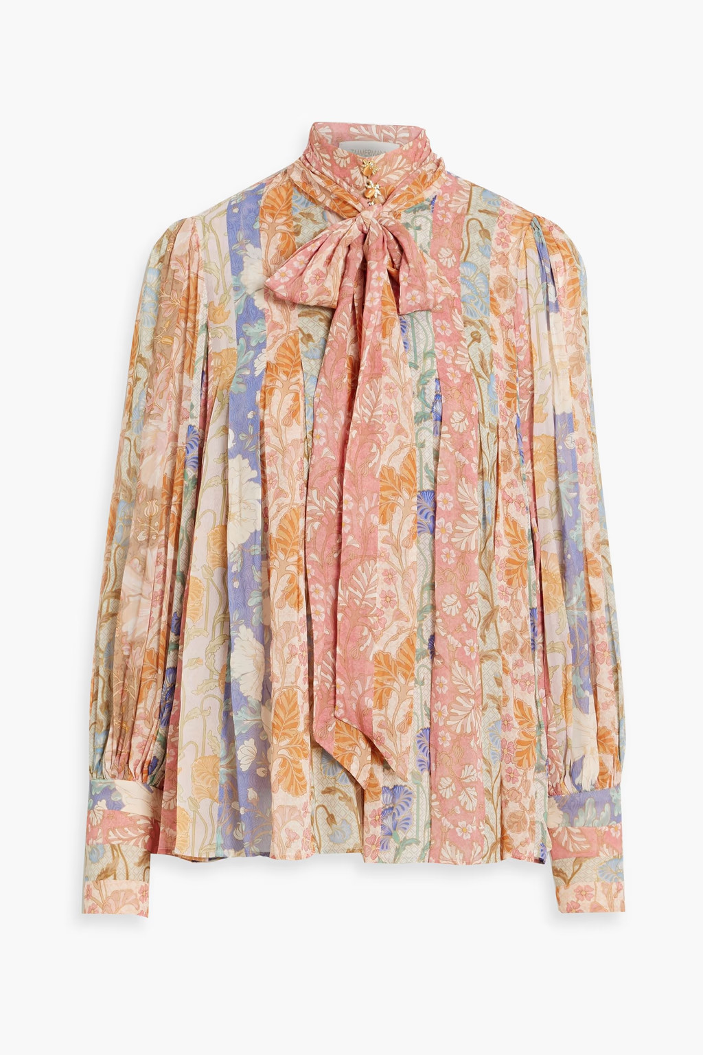 Pussy-bow pleated floral-print chiffon blouse | The Outnet (UK and Europe)