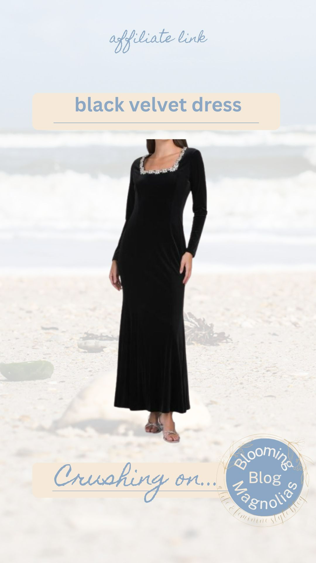 Now, why did I think of Morticia Addams when I saw this black velvet dress?

If you want to complete the look, check out this cool necklace I found 😂