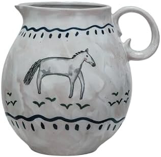 Creative Co-Op Horse Stoneware Pitcher, Multicolor | Amazon (US)