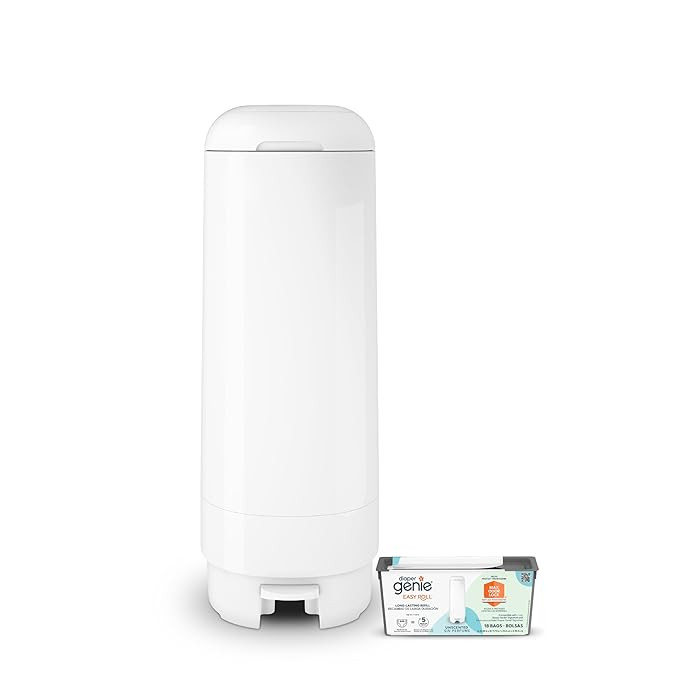 Diaper Genie Signature Pail Includes 1 Easy Roll Refill with 18 Bags | Holds Up to 846 Newborn-Si... | Amazon (US)