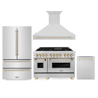ZLINE Kitchen and Bath 48 in. 7-Burner Kitchen Package with Dual Fuel Range, Range Hood Dishwashe... | The Home Depot