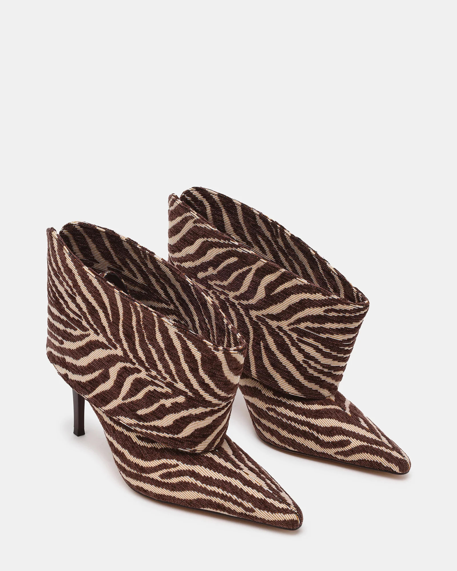 ENELLA Zebra Cuffed Pointed-Toe Stiletto Women's Ankle Boot | Steve Madden (US)