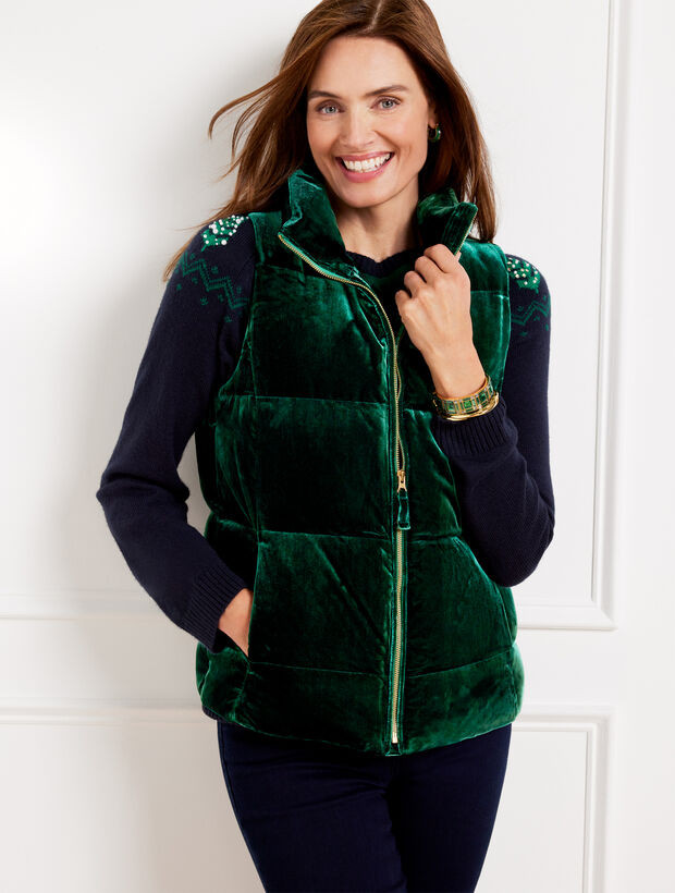 Effortless Velvet Down Puffer Vest | Talbots