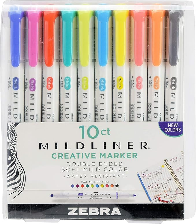 Zebra Pen Mildliner Double Ended Highlighter Set, Broad and Fine Point Tips, Assorted Refresh and... | Amazon (US)