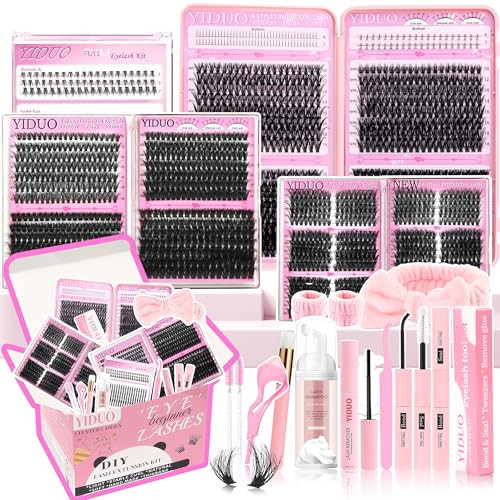 YIDUO Lashes Clusters Kit 1846Pcs Bulk Packs Volume False Eyelash Extensions Wispy Individual Eyelashes, Volume Studio Effect, Wholesale Large Pack with Glue&Seal|Tweezers|Removers|Cleanser | Amazon (US)