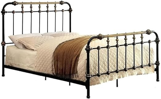 Bowery Hill King Size Metal Wrought Iron Spindle Platform Bed Frame in Hand-Brushed Black | Amazon (US)