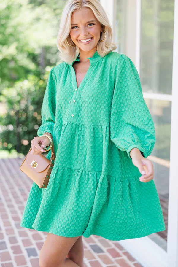 All Up To You Green Textured Dress | The Mint Julep Boutique