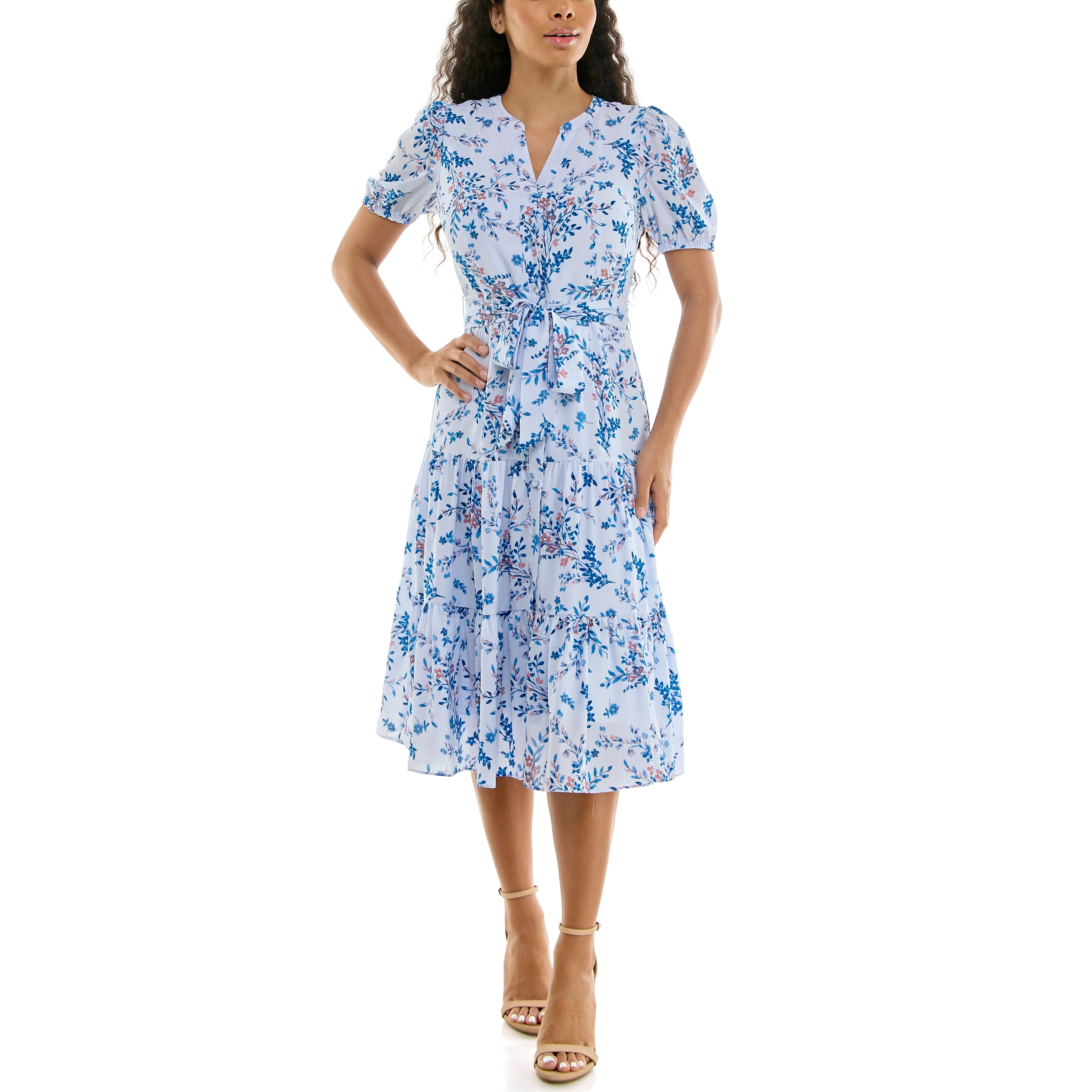 Nanette Lepore Women's Puff Sleeve Lace Midi Dress, Sizes XS-XXXL - Walmart.com | Walmart (US)