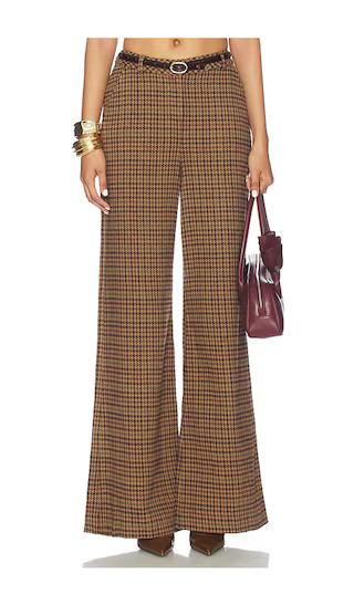 Pilar Wide Leg Pant in Dark Brown Multi Houndstooth | Revolve Clothing (Global)