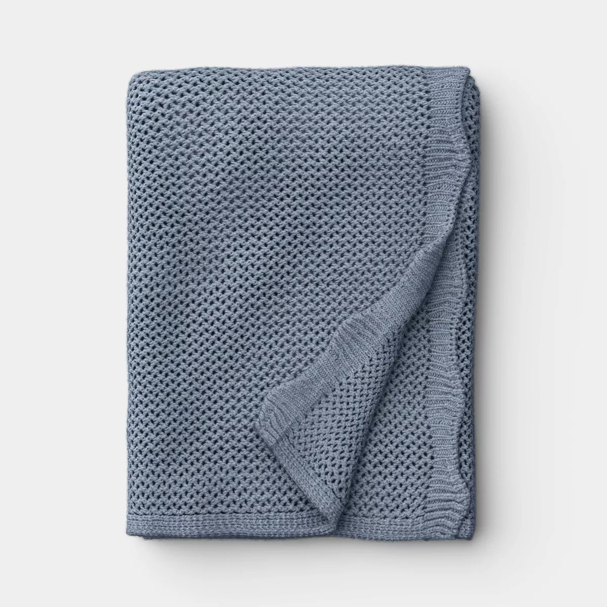 Knit Throw with Scalloped Edge Chicory Blue - Threshold\u2122 | Target