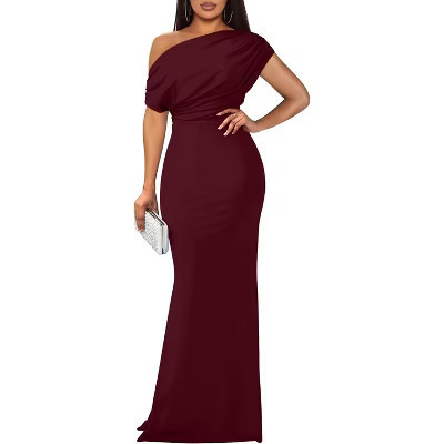 LEVEN SIXTEEN Elegant Off-Shoulder Bodycon Evening Dress for Women | Sleeveless Formal Long Gown for Parties Winered Winered Medium | Target
