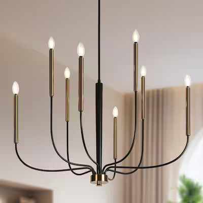 LNC Priamurskiy 37.4 in Oversize Candle Light 8 -Light Matte Black Indoor Metal Chandelier | Lowe's